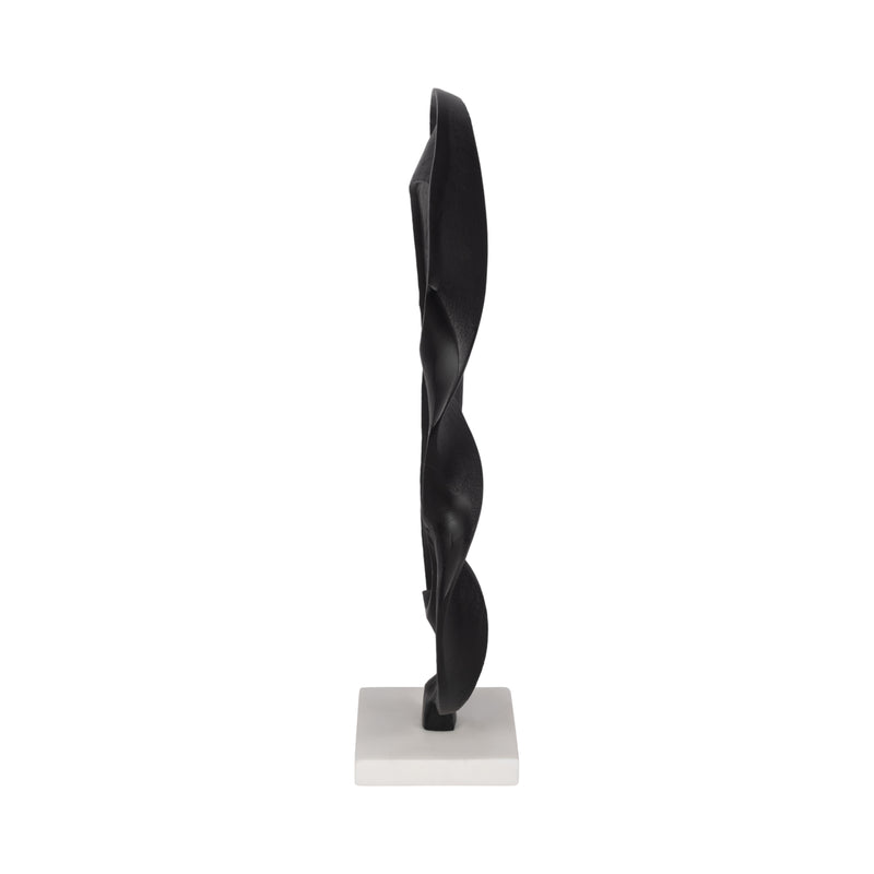 16 Twisted Sculpture On Marble Base, Black/white