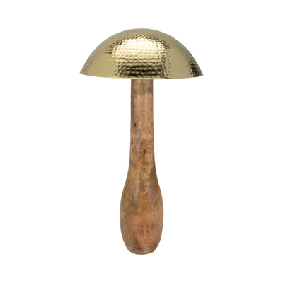 Metal, 28 Mushroom W/ Wood Base, Gold