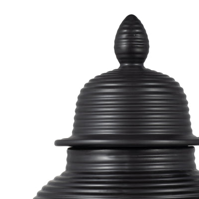 CER, 24 RIBBED TEMPLE JAR, BLACK