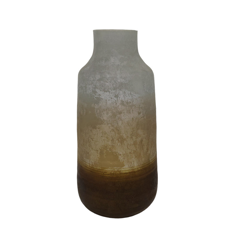 15 Gold Ombre Glass Vase, White/gold