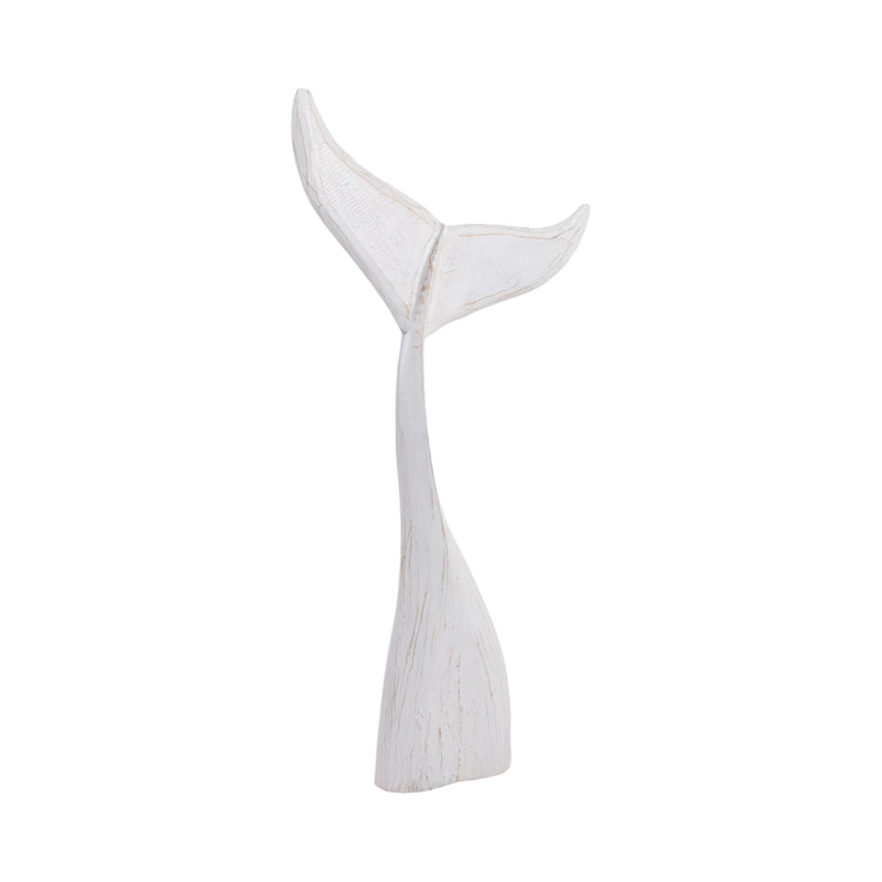 39 Wood Whale Tail Decor, Wht