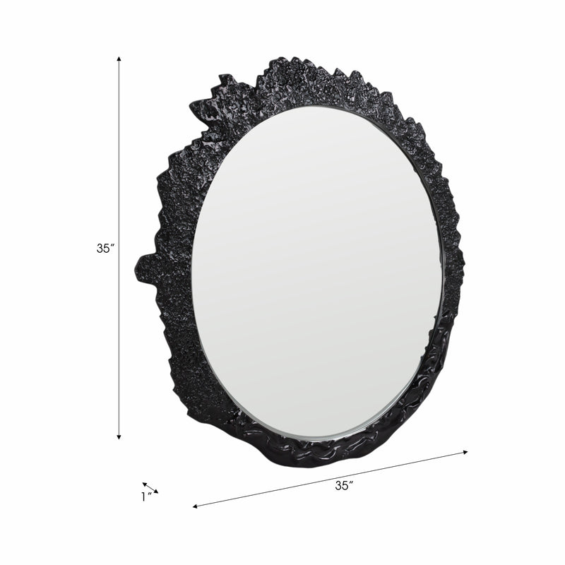 35 Eron Metal Wall Mirror, Black