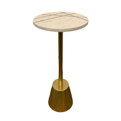 24 Giraud Marble And Brass Inlay Accent Table