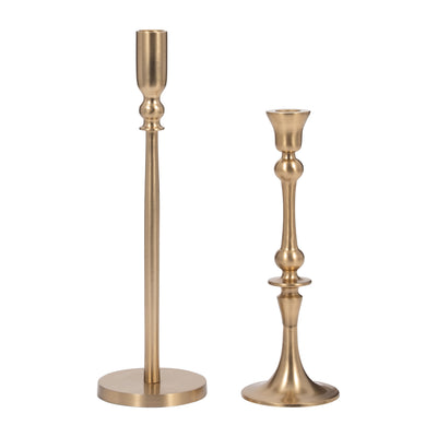 METAL, 9 TRADITIONAL TAPER CANDLEHOLDER, GOLD