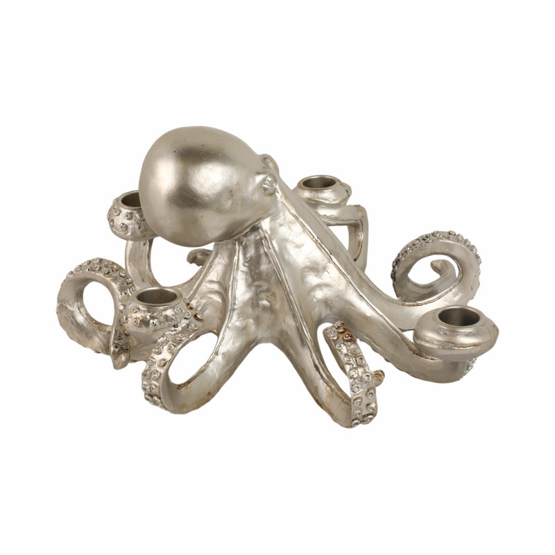 11 Octopus 4-taper Candle Holder, Silver