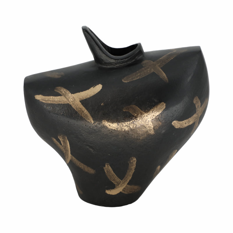 9 Ponce Tribal Black & Gold Vase