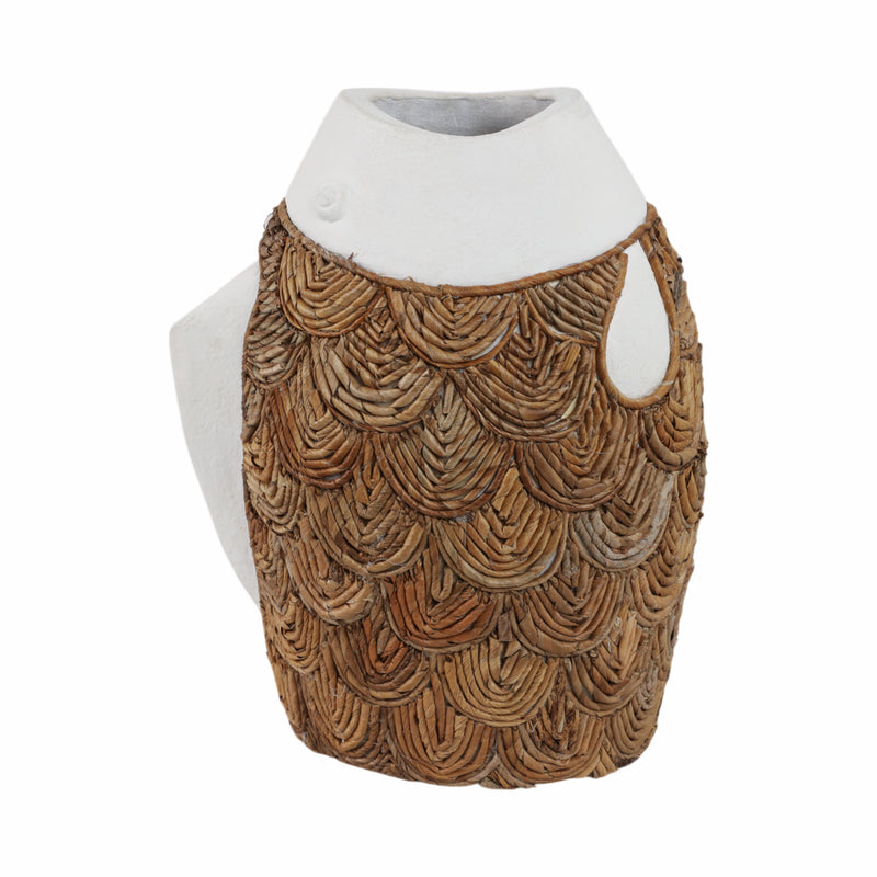 16 Woven Scale Terracotta Fsh Vase, Ivory/natural