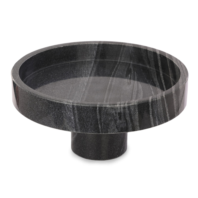 12x6marble Pedestal Bowl, Black