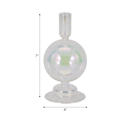 7 Glass Bubble Taper Candle Holder, Luster