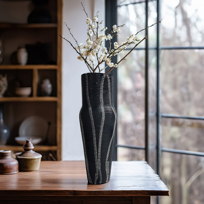 17 Percy Patterned Gray Metal Vase