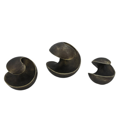 S/3 4/5/6 Kismet Spiral Deco Spheres, Bronze