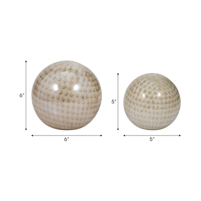 S/2 5/6 Meira Ivory Swirl Spheres