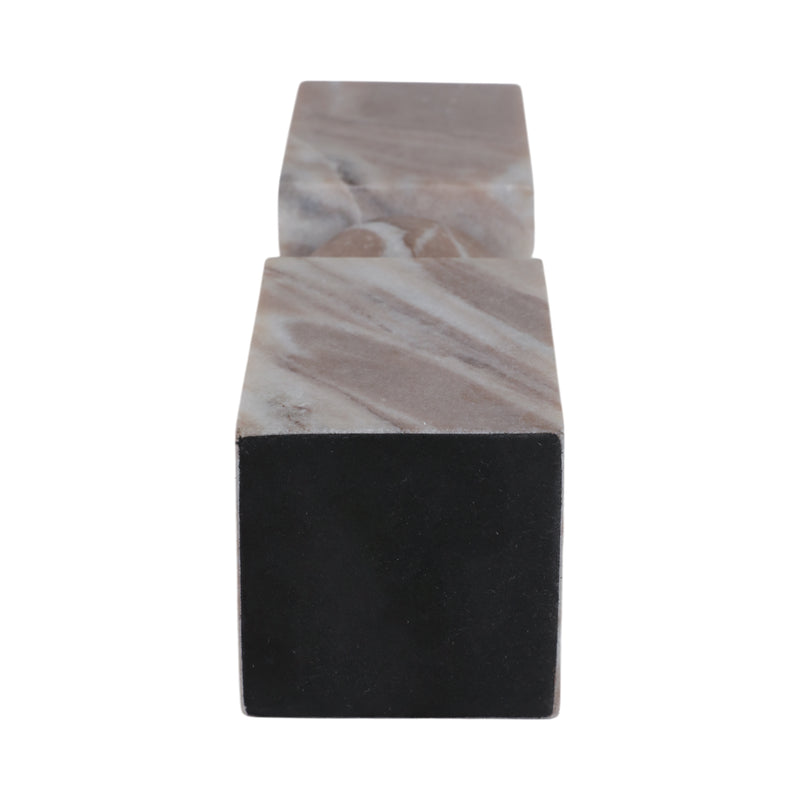 12x3 Chunky Marble Taper Holder, Tan Multi