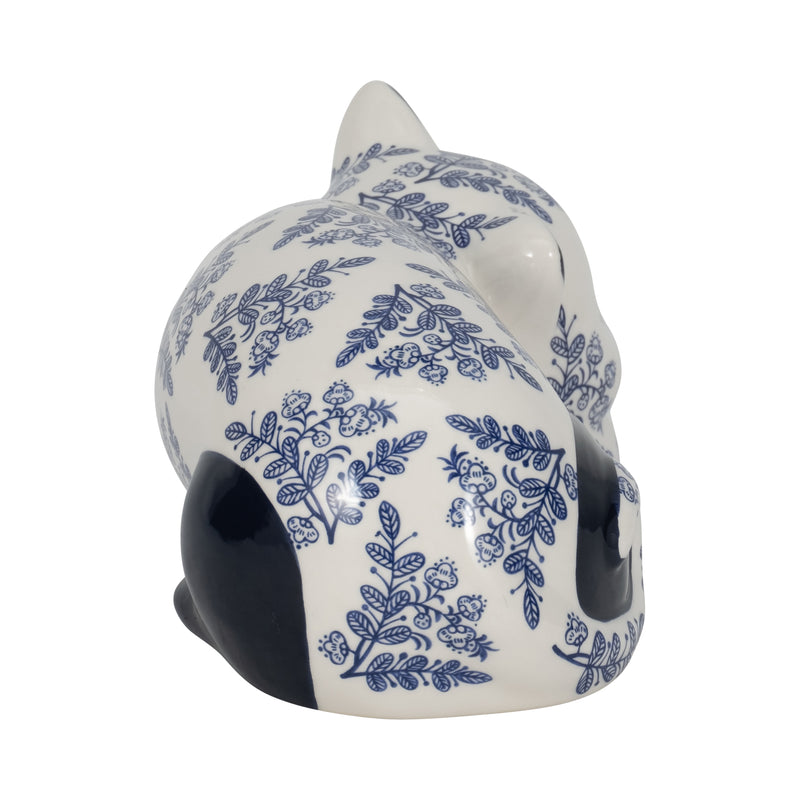 CER, 9 SLEEPING CHINOISERIE CAT, BLUE/WHITE