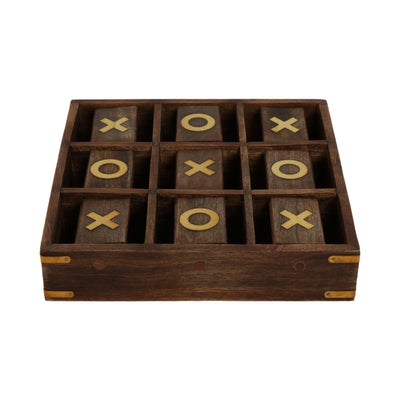 WOOD, 10X10 REVOLVING TIC TAC TOE, BROWN