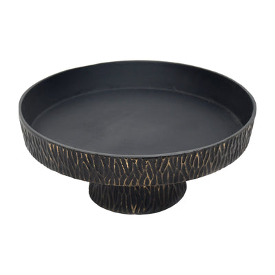 14 Cali Metal Pedestal Tray, Black