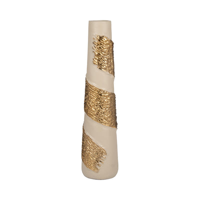 Glass, 22 Aluminum Wrapped Vase, White/gold