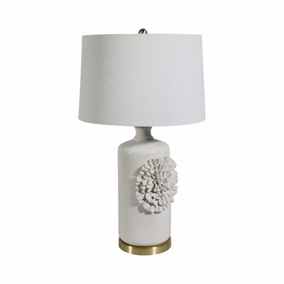 29 Dahlia Flower Applique Table Lamp, Cream/gold