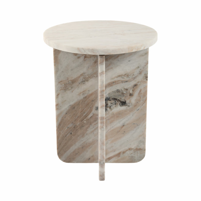 18 BELLISO SMALL ROUNDED MARBLE TABLE, BROWN