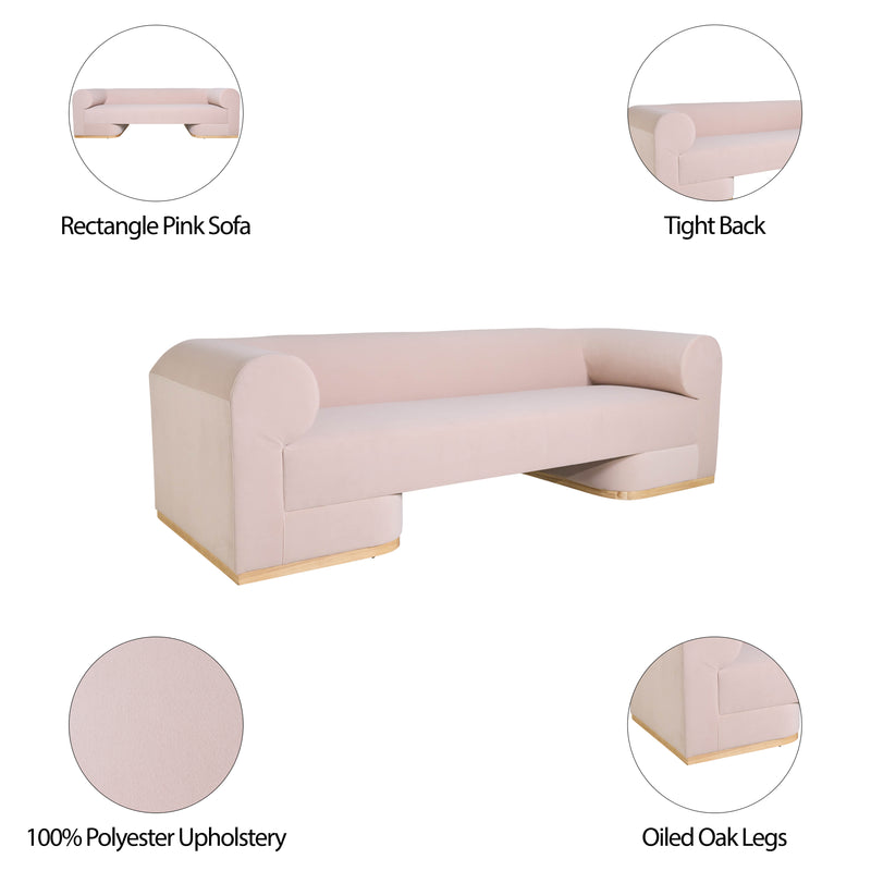 MODERN SOFA - OAK WOOD BASE, BLUSH