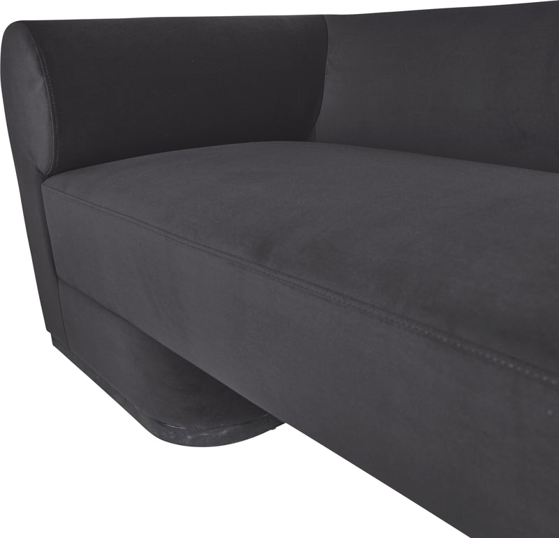 MODERN SOFA - BLACK OAK BASE,  GUNMETAL