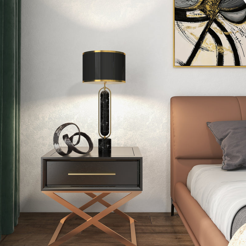 Metal/marble 30 Table Lamp, Gold/black