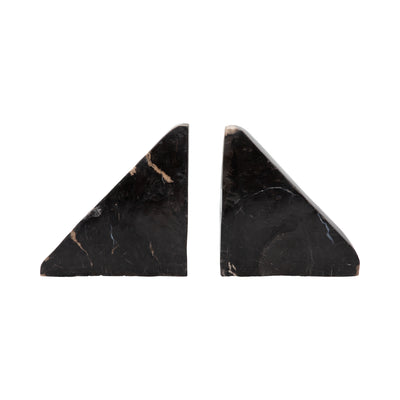 S/2 6 Triangular Petrified Wood Bookends, Natural