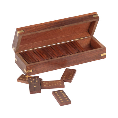 WOOD, 8X3 DOMINOES BOX, BROWN