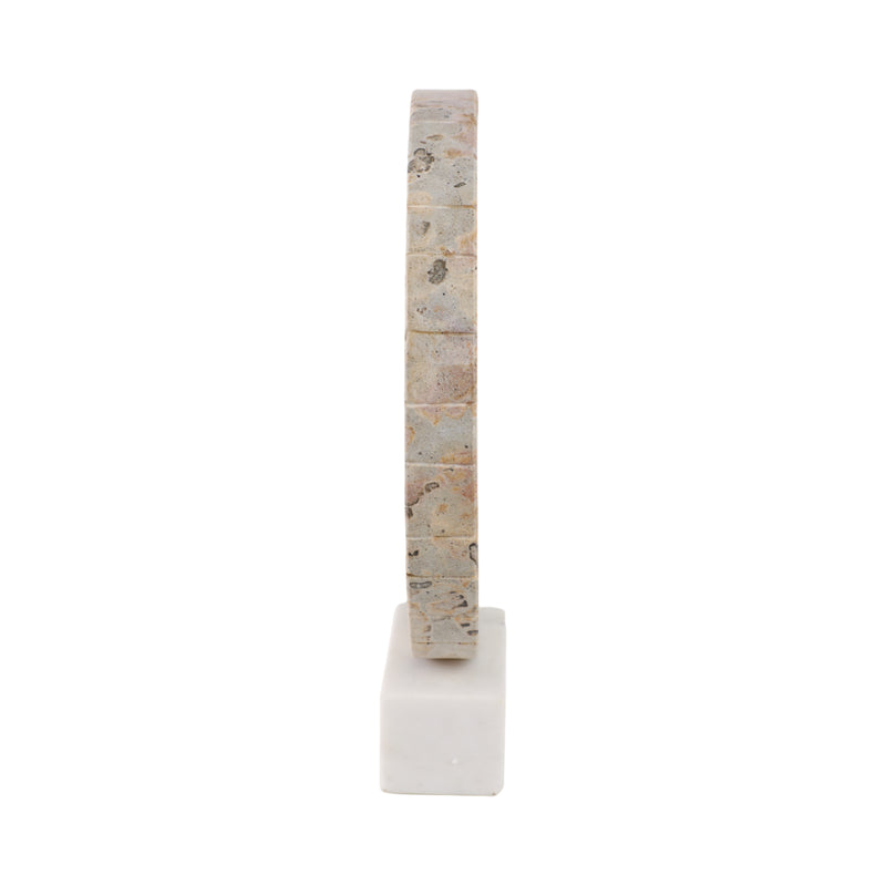 12 Pompano Beige Marble Disk Statuary