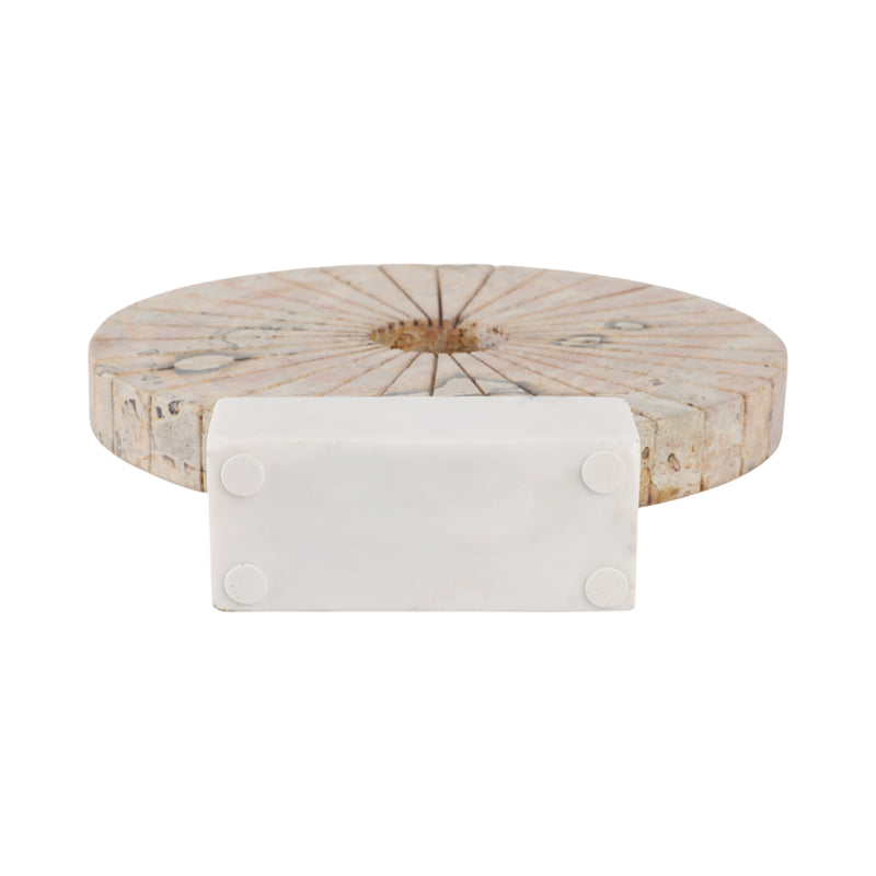 12 Pompano Beige Marble Disk Statuary