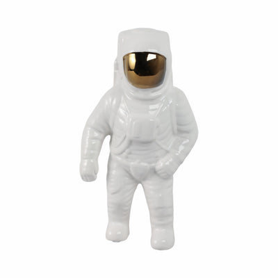 11 ASTRONAUT STATUETTE, WHITE/GOLD