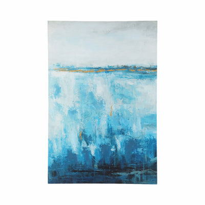 33X49 ABSTRACT HAND EMBELISHED CANVAS PRINT, BLUE