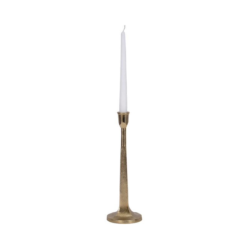 METAL, 12 SQUARED OFF TAPER CANDLEHOLDER, GOLD