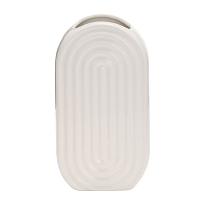 CER, 11 OVAL RIDGED VASE, WHITE