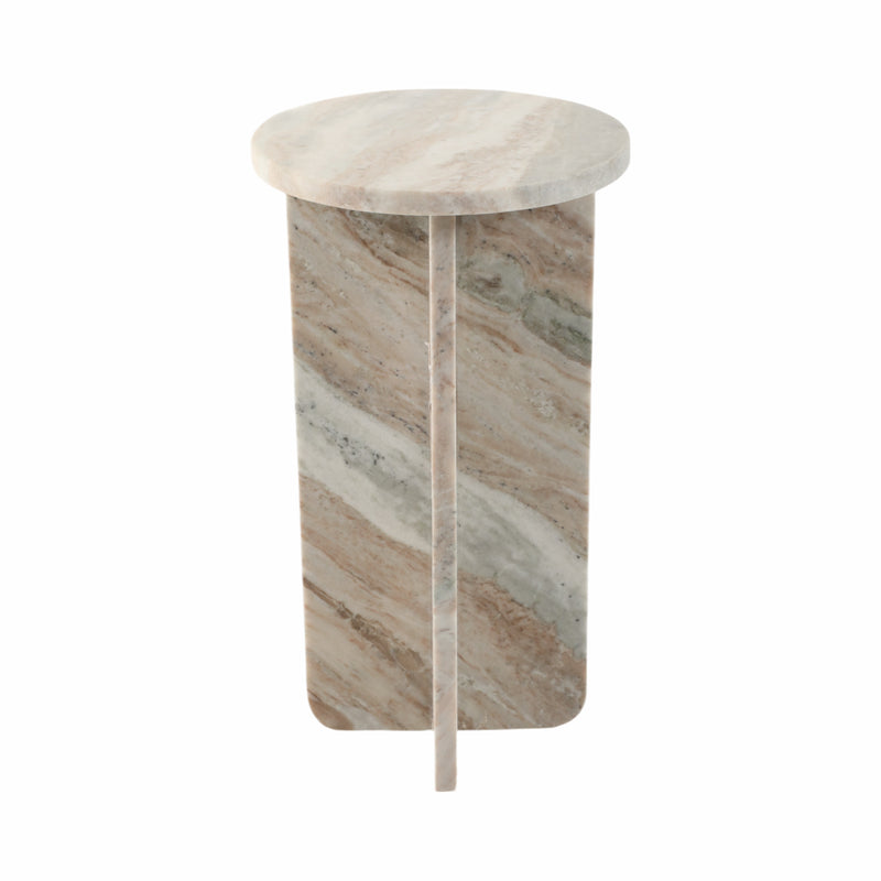 22 BELLISO LARGE ROUNDED MARBLE TABLE, BROWN