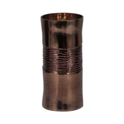 Glass, 11 Textured Enamel Vase, Bronze