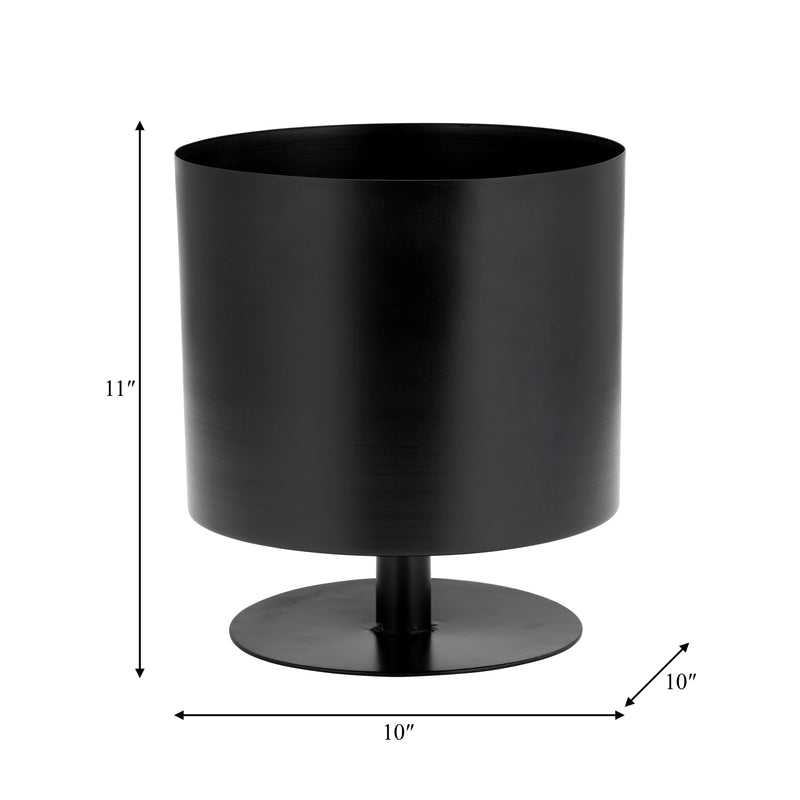 Ec Metal,10,flat Round Base Planter,black