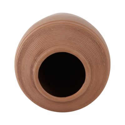 16x9 Terracotta Ribbed Floor Vase, Natural