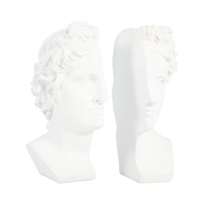 S/2 Resin, 9 Greek Goddess Bookends, White