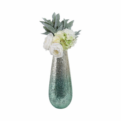 18 Crackled Vase, Green Ombre