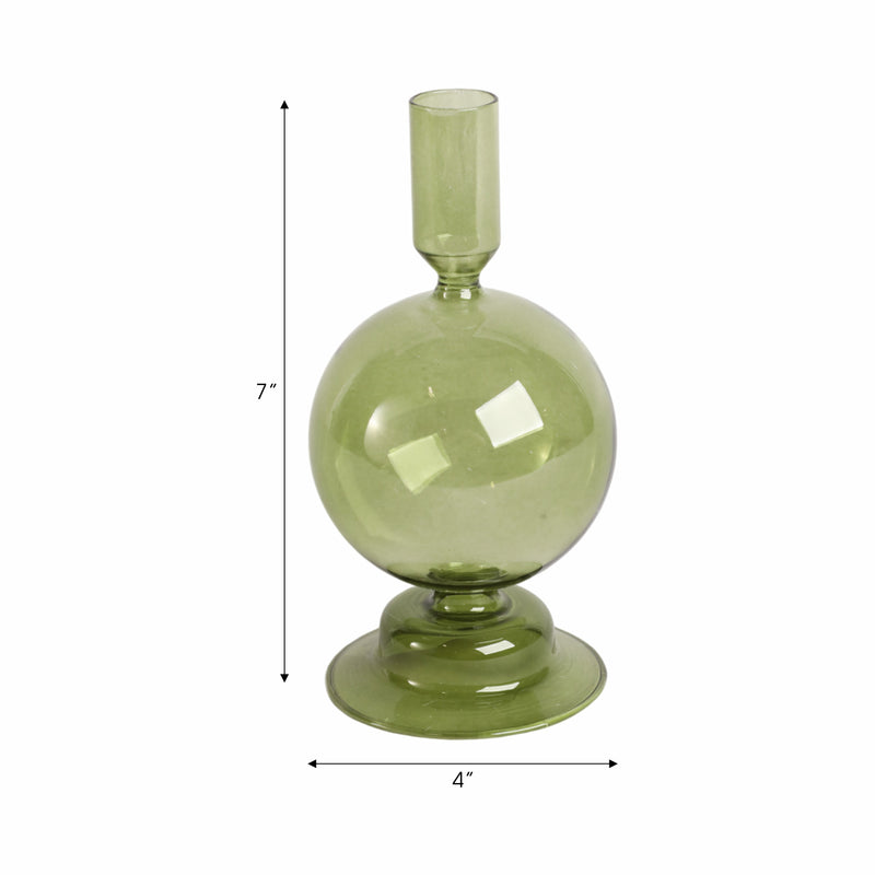 7 Glass Bubble Taper Candle Holder, Olive