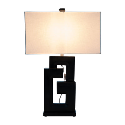 Wood, 27h Geometric Lamp, Black