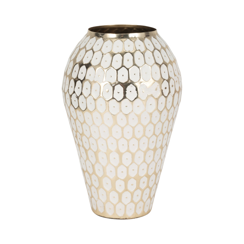 METAL, 11 TRIBAL URN VASE, GOLD