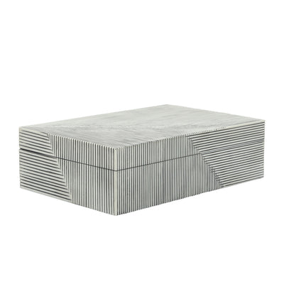 RESIN S/2 RIDGED BOXES, WHITE