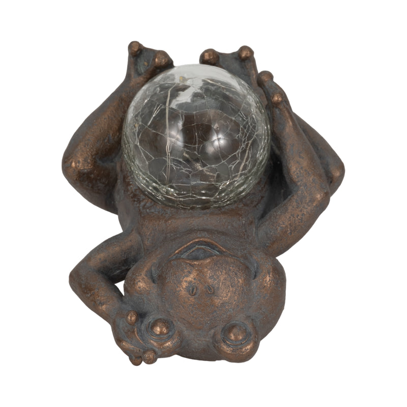 7 Frog With Solar Orb, Antique Copper