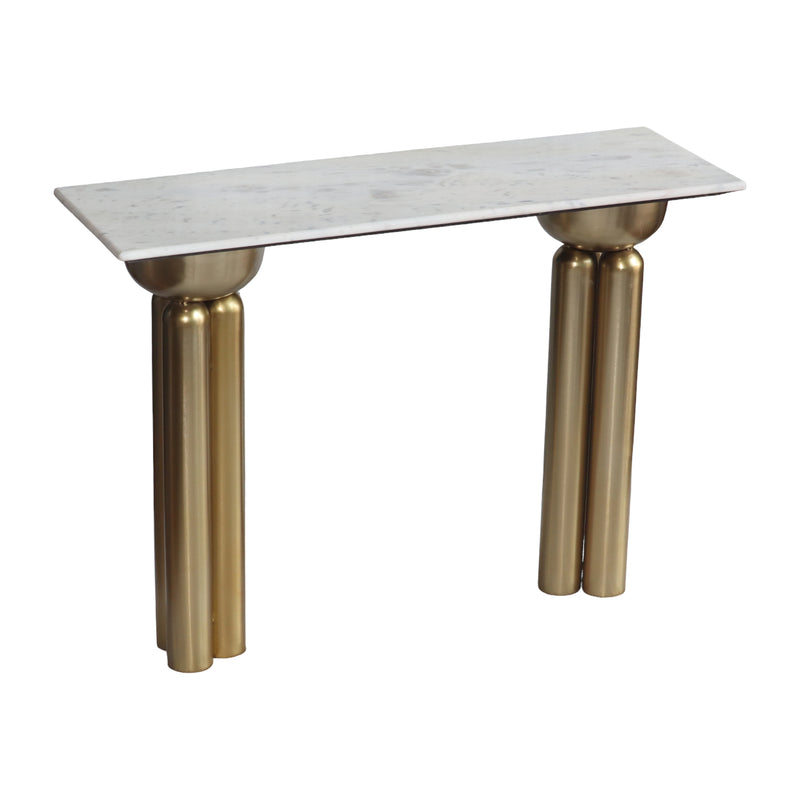 Metal, 42 Marble Top Console, Gold/white