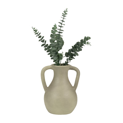 TERRACOTTA, 11 JUG VASE W/ HANDLES, SAGE GREEN