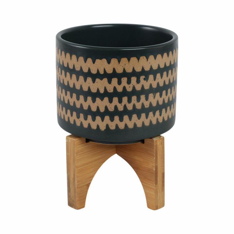 5 Zig-zag Planter W/ Stand, Teal