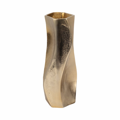 13 Warner Pinched Metal Vase, Gold