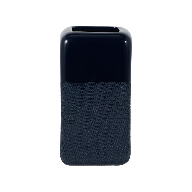 CER, 10 SQUARED GROOVED VASE, NAVY BLUE